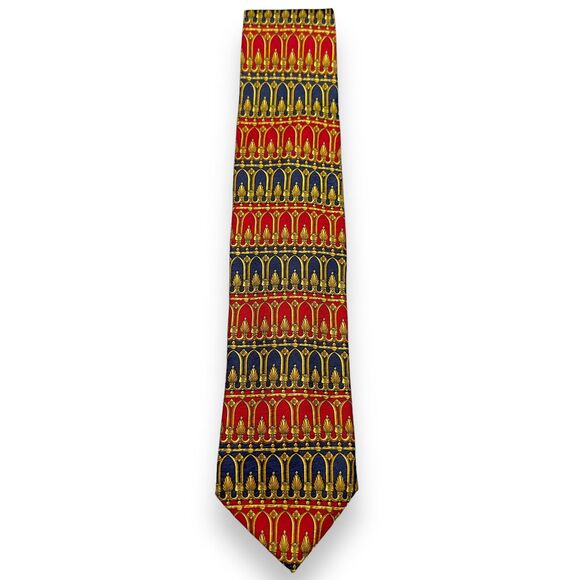 Tutto Matto Mens Silk Dress‎ Tie Made in Italy Gold Geometric Pattern 60 3.75 - Picture 4 of 10